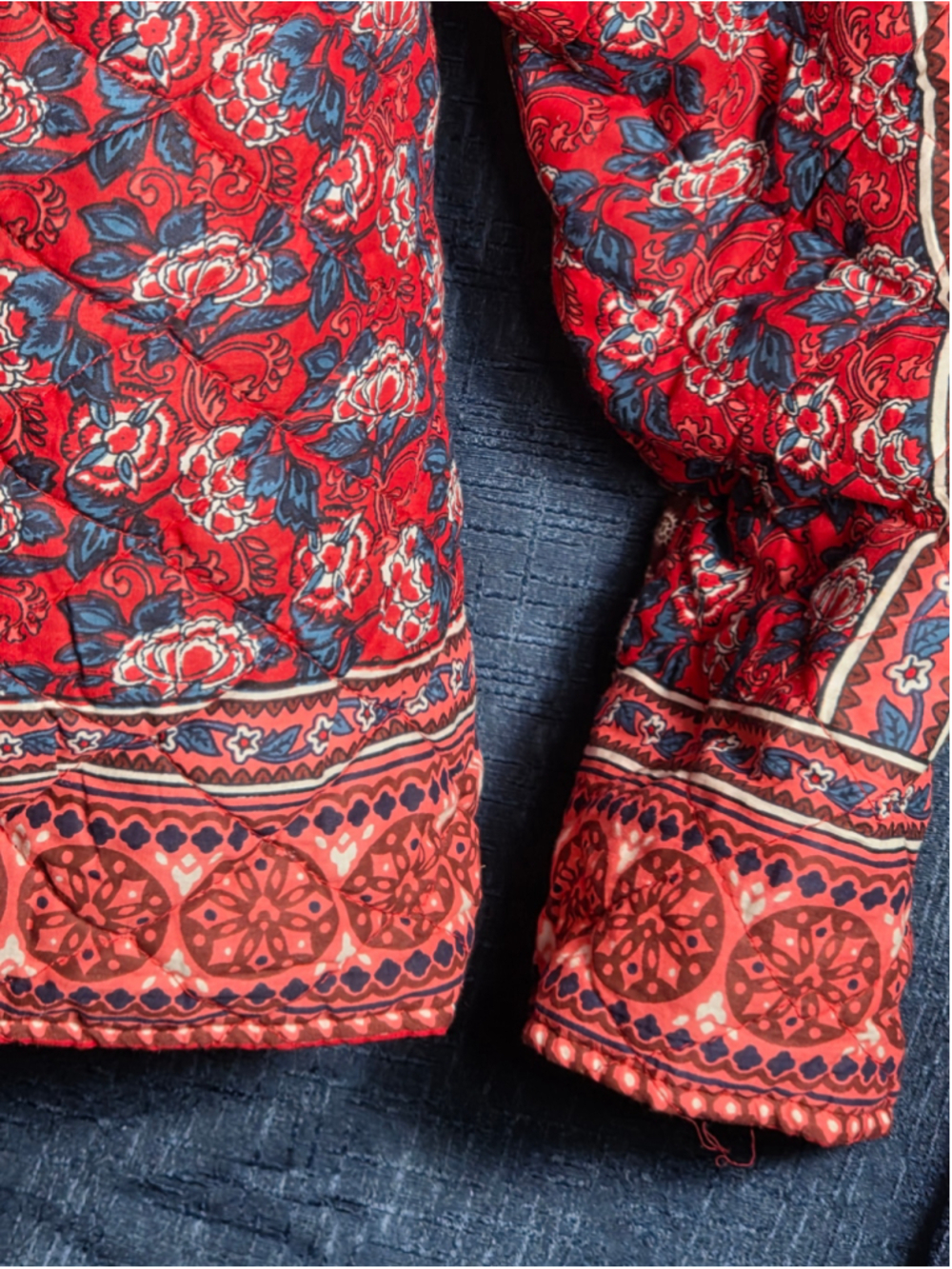 Women's Appleseed's Petite LP Quilted Jacket Red Floral Paisley grandmacore fall - Picture 5 of 8